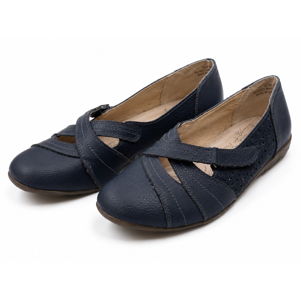 Spring Step Heloise Navy Blue Leather Mary Jane Flats Women's US 10.5 EU 42